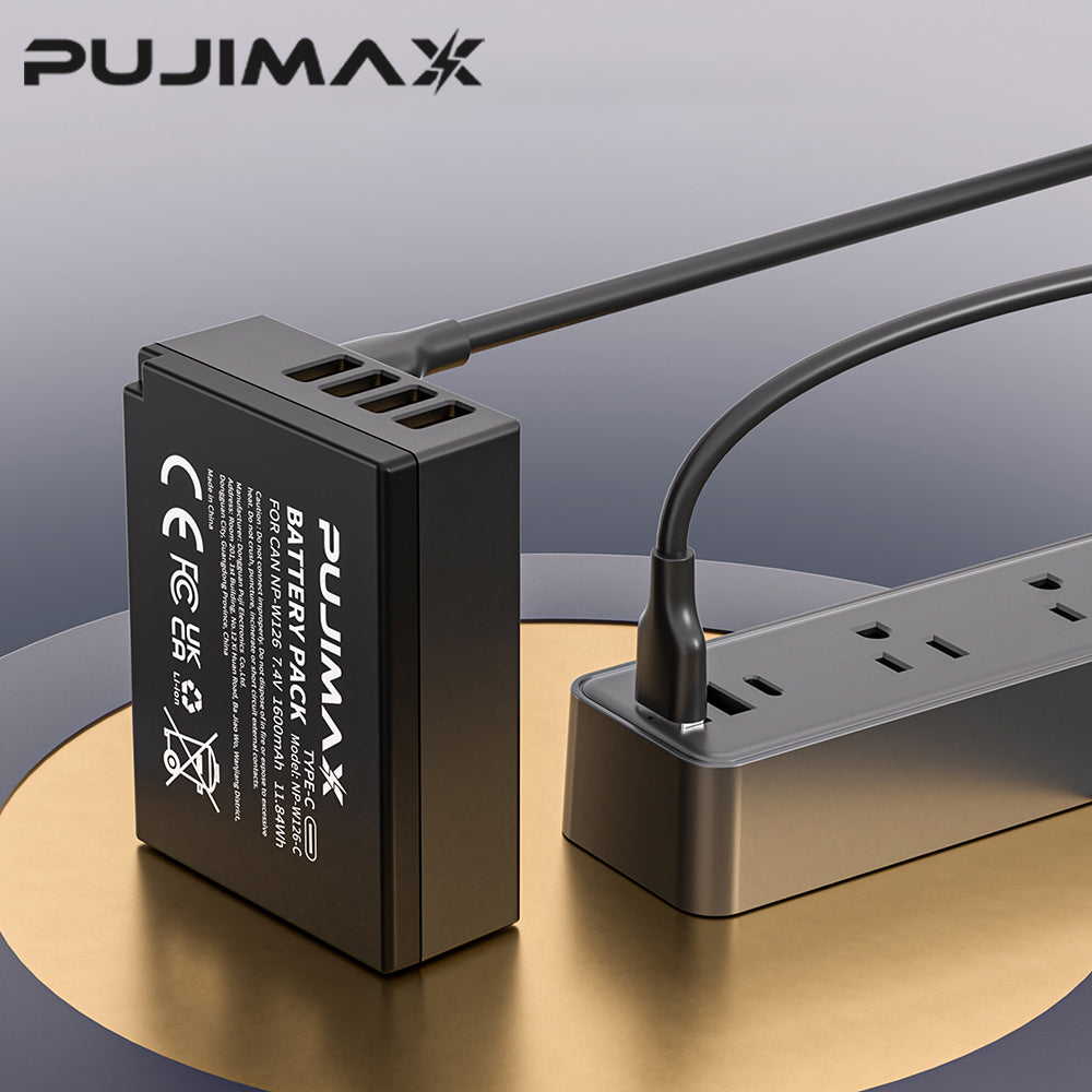 PUJIMAX NP-W126-C 7.4V 1600mAh Type-C Camera Battery - 1pc