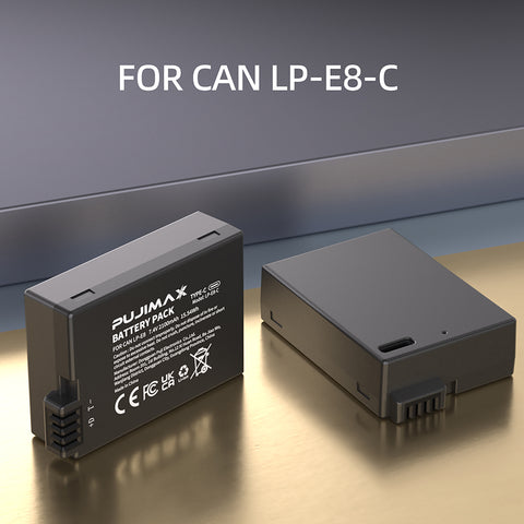 PUJIMAX LP-E8-C 7.4V 2100mAh Type-C Camera Battery - 1pc