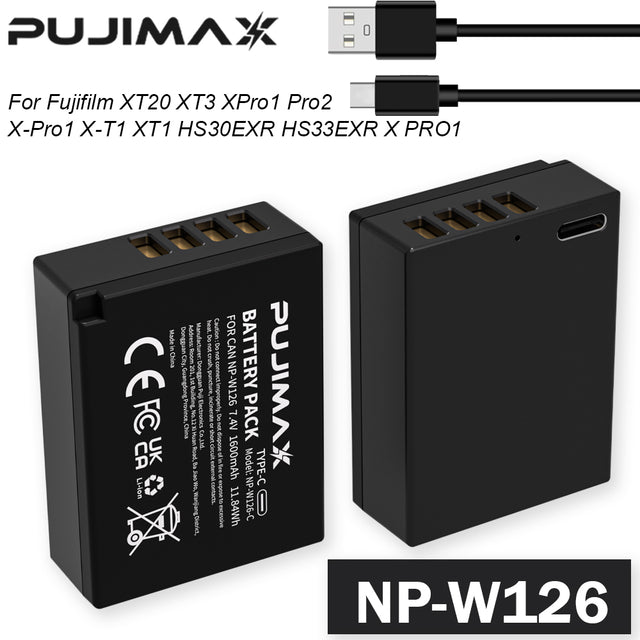 PUJIMAX NP-W126-C 7.4V 1600mAh Type-C Camera Battery - 1pc