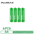 PUJIMAX 4pcs AA 1.5V 4255mWh Rechargeable Li-ion Batteries Remote Control Electric Toys