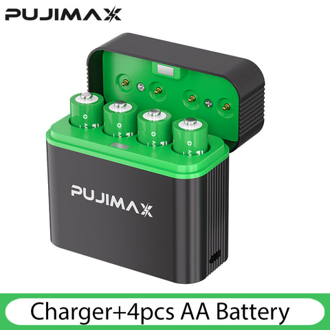 PUJIMAX PJ-L411 1.5V Battery Charger with 4pcs AA 1.5V 4255mWh Rechargeable Batteries