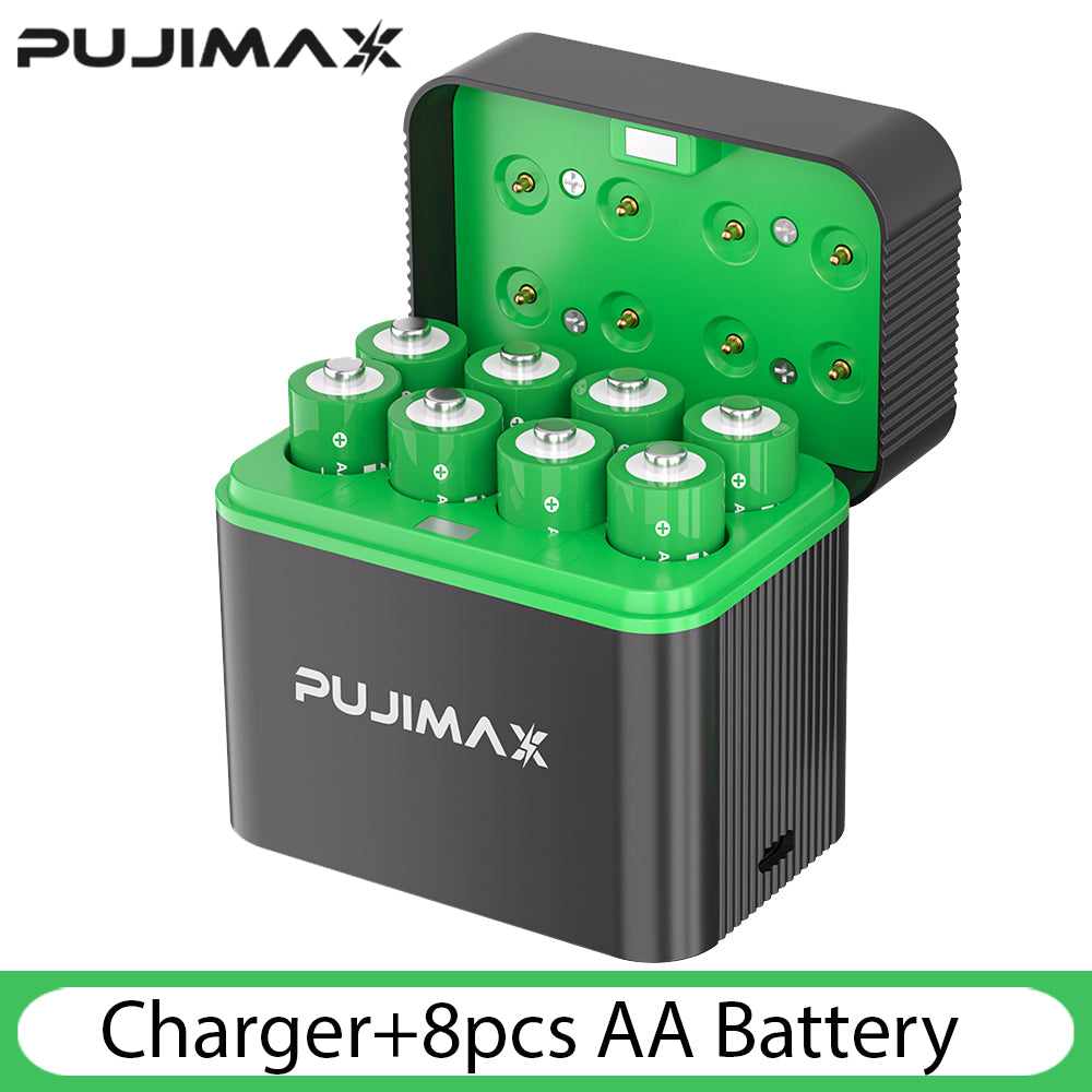 PUJIMAX PJ-L811 1.5V Battery Charger with 8pcs AA 1.5V 4255mWh Rechargeable Batteries
