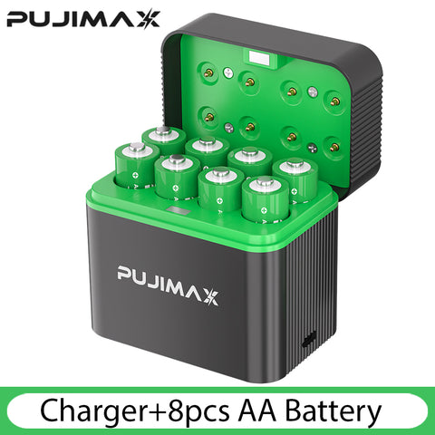 PUJIMAX PJ-L811 1.5V Battery Charger with 8pcs AA 1.5V 4255mWh Rechargeable Batteries