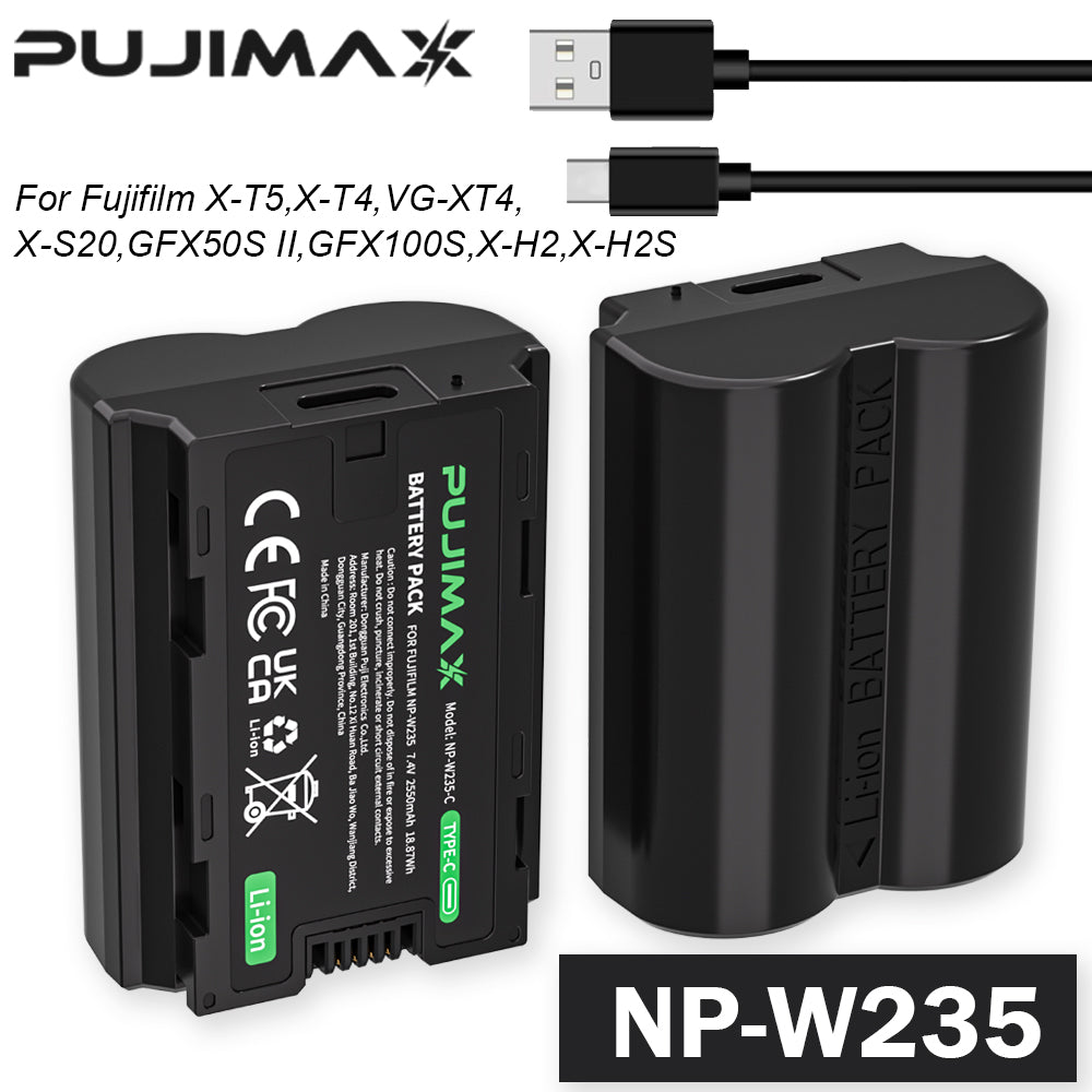 PUJIMAX NP-W235-C 7.4V 2550mAh Type-C Camera Battery - 1pc