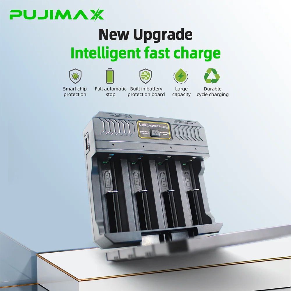 PUJIMAX 18650 Battery Charger Multi Munctional Solar Type C Intelligent Lithium Battery Holder For 18650 Battery Boxs Power Bank