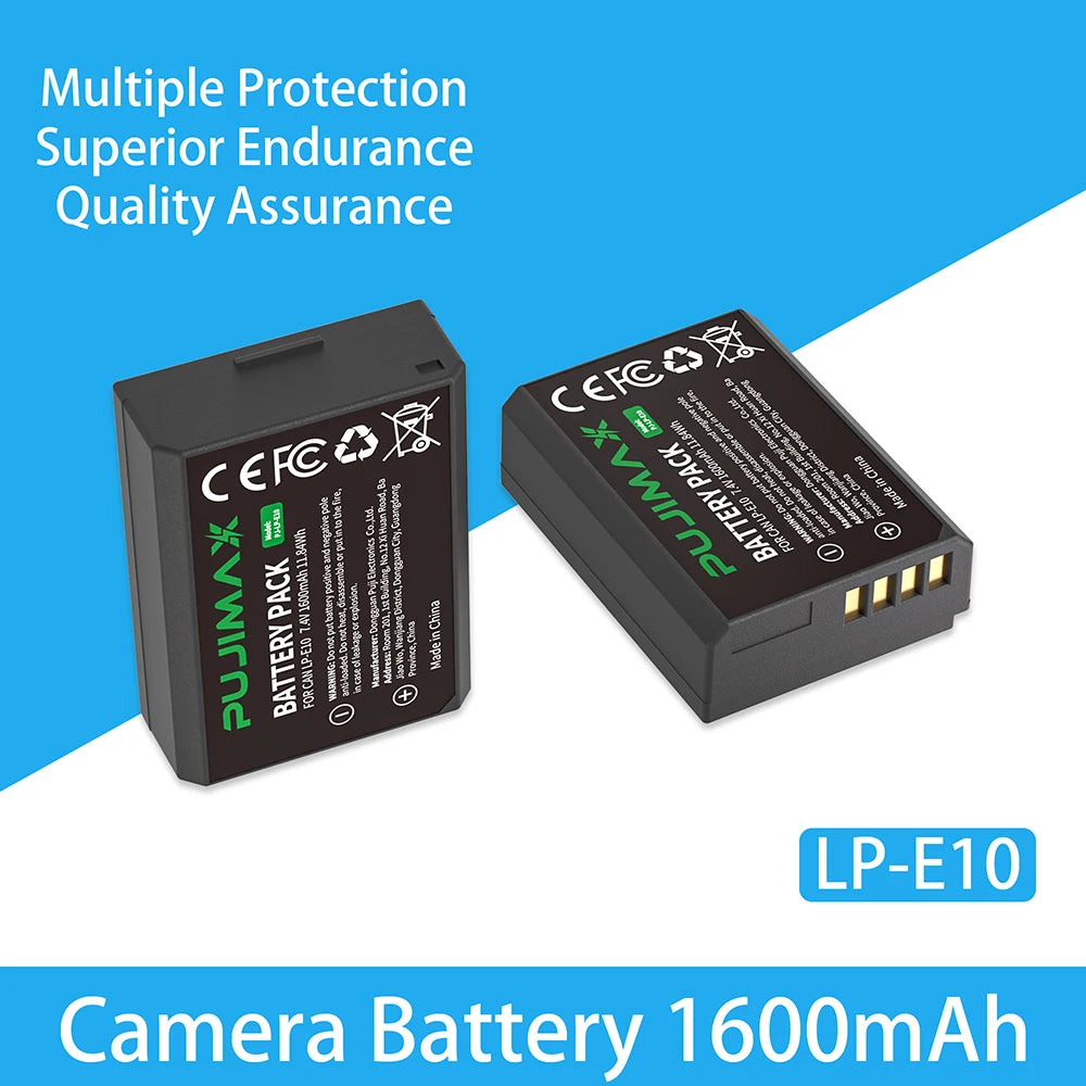 PUJIMAX 4x LP-E10 LP E10 LPE10 Camera Batteries+LCD USB Dual Charger for Canon EOS 1100D 1200D 1300D Kiss X50 X70 X80 Rebel T6