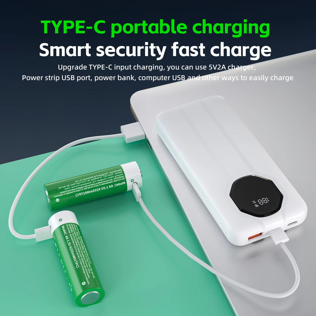 PUJIMAX 1.5V AA/AAA 4255mWh/1100mWh 1.5V Lithium Rechargeable Battery Type-C Fast Charger High Capacity Electronic Keyboard