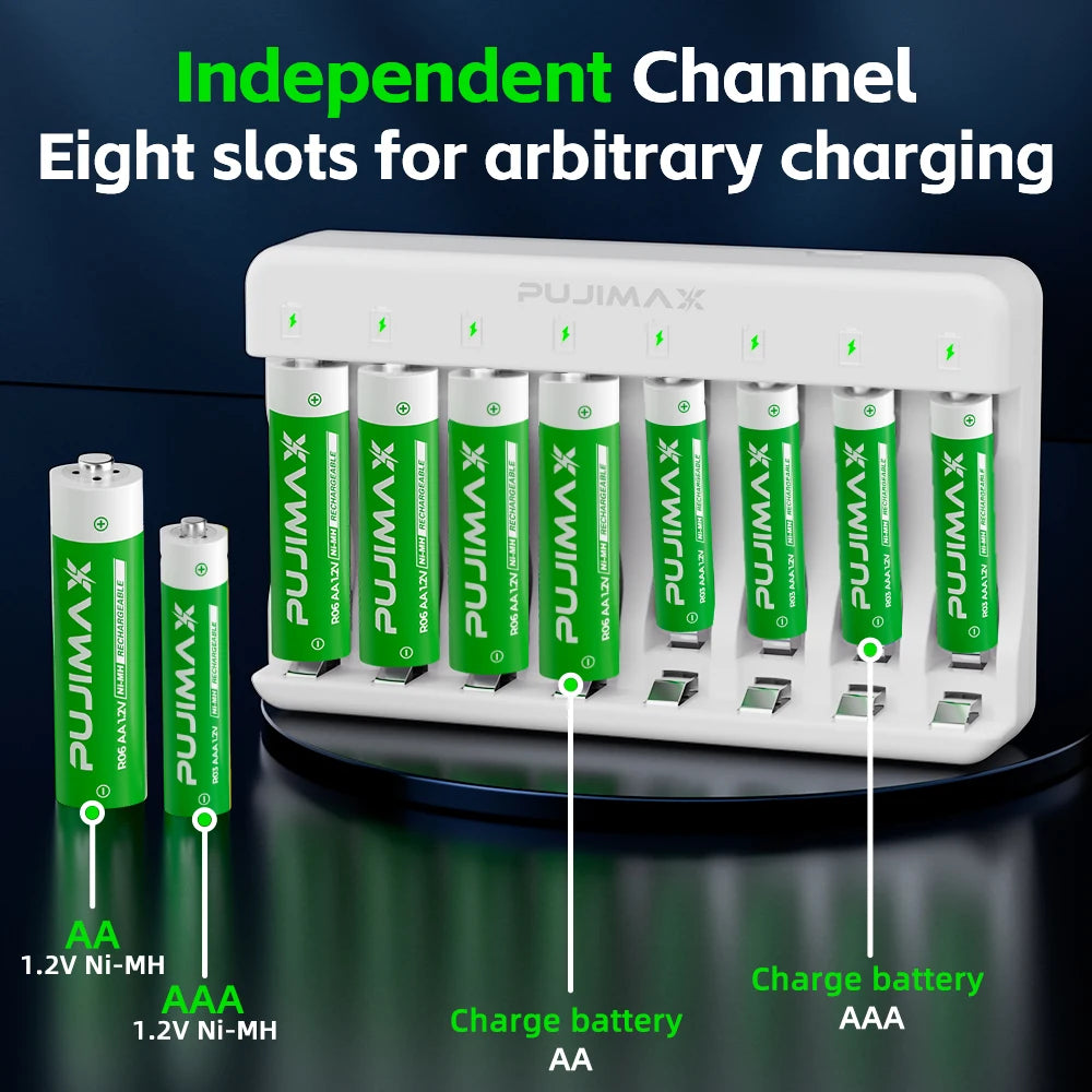 PUJIMAX AA AAA Rechargeable Batteries 1.2V 1100mWh 2700mWh Ni-MH Battery for Toys Flashlight Remote Control Electric Toys Mouse
