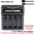 PUJIMAX 2/4 Slots Smart Charger LCD Display Charger for AA/AAA/18650/26650/14500/16340/18500/21700 Ni-MH Ni-Cd Li-ion Batteries