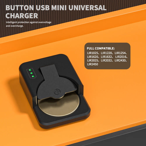 Portable Button Battery Charger Universal Mini Coin Cells Charger with LED Indicator Light for LIR2016 LIR2025 LIR2032 LIR1025