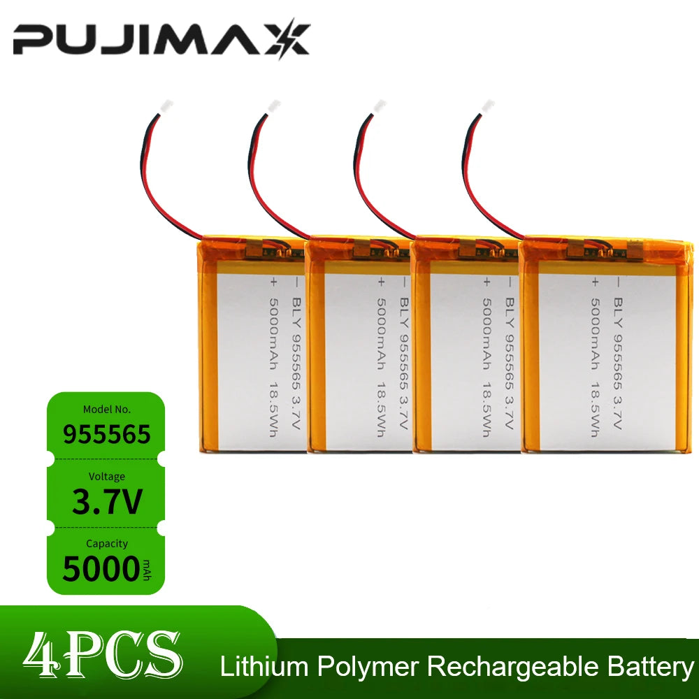 PUJIMAX 3.7V 5000mAh 955565 Polymer Lithium Battery PH 2.0mm 2pin Plug Lithium Ion Battery For Power Bank GPS Home Air Condition