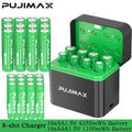 PUJIMAX Smart Battery Charger For 1.5V AAA/AA 1100mWh 4255mWh  Rechargeable batteries Lithium  Intelligent Fast Charging ﻿