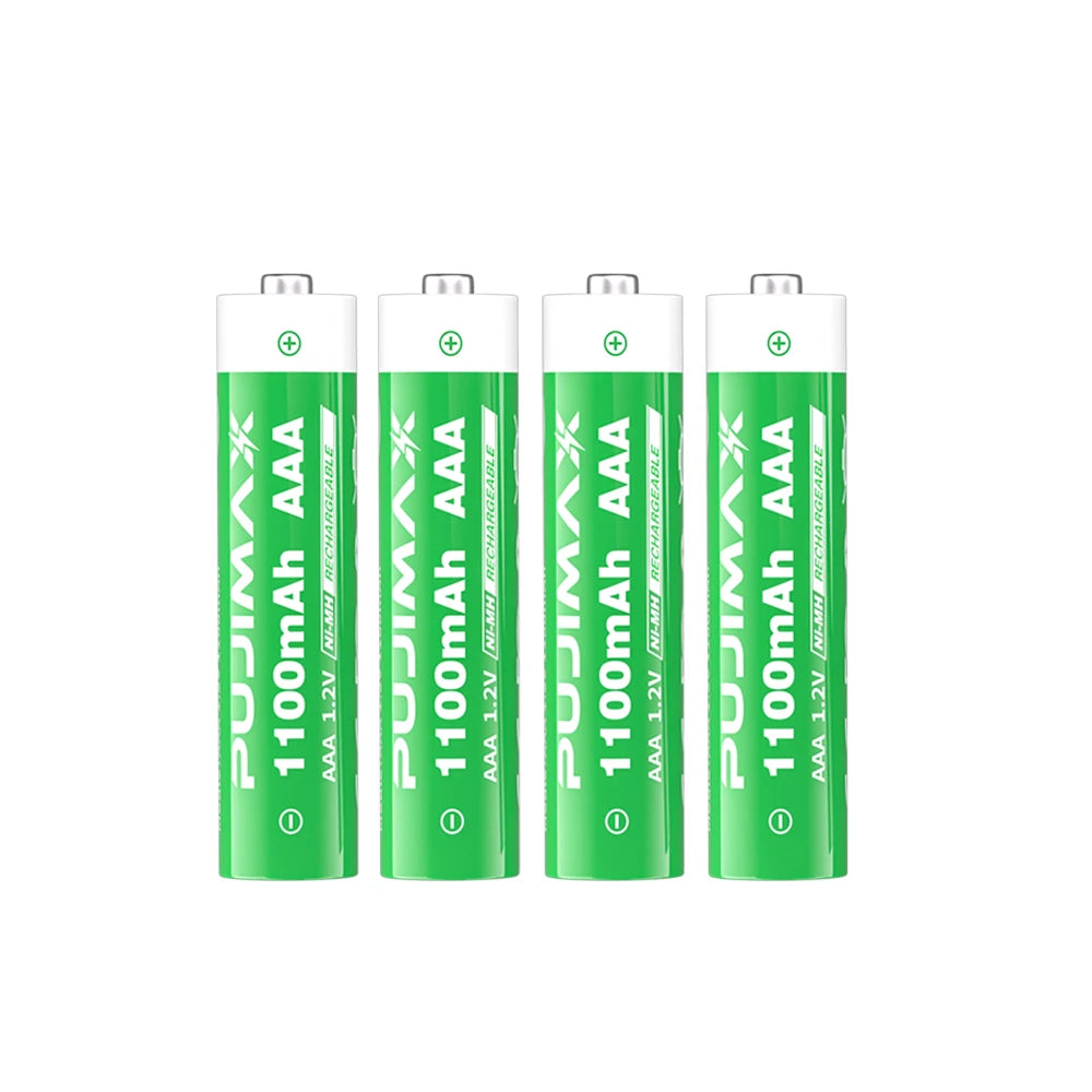 PUJIMAX 1.2V AAA 4-Slot Smart Flip Cover Charging Bin Type C Port Lithium Battery 1100mAh  Battery Charger High-Performance
