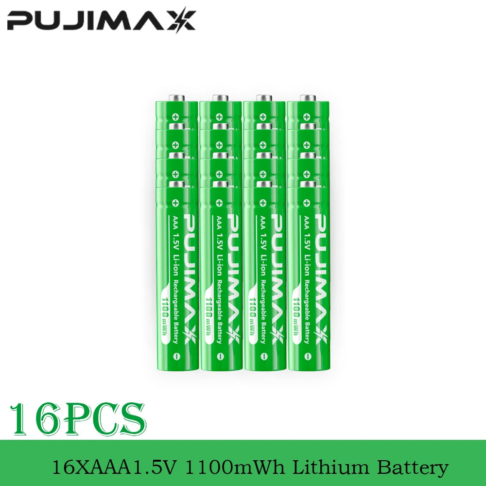 PUJIMAX Rechargeable Li-ion Battery 1.5V AA 4255mWh AAA 1100mWh+Charger for Clock Radio Video Game Digital Camera AA AAA Battery