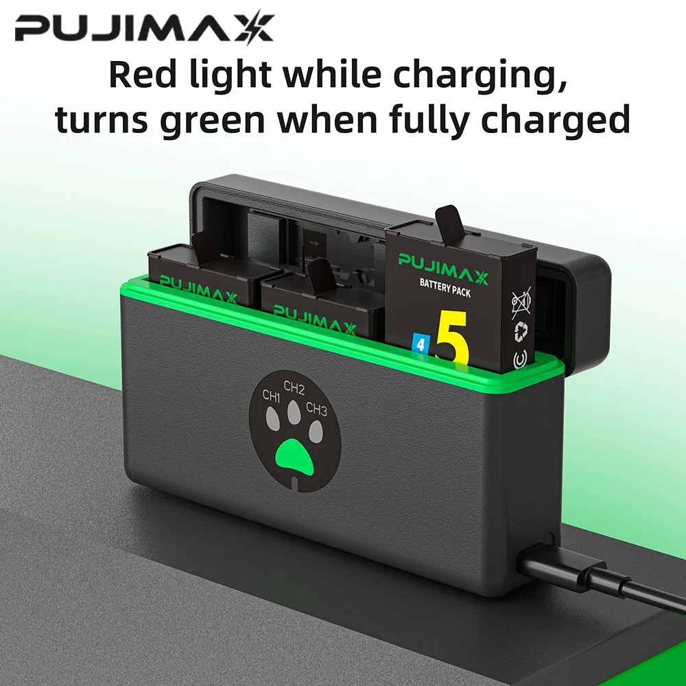 Pujimax For DJI Osmo 360 2100mAh Replacement Li-ion Battery For DJI Osmo Action 5 Pro/4/3 Charger Box for DJI Osmo 360/4/5Pro
