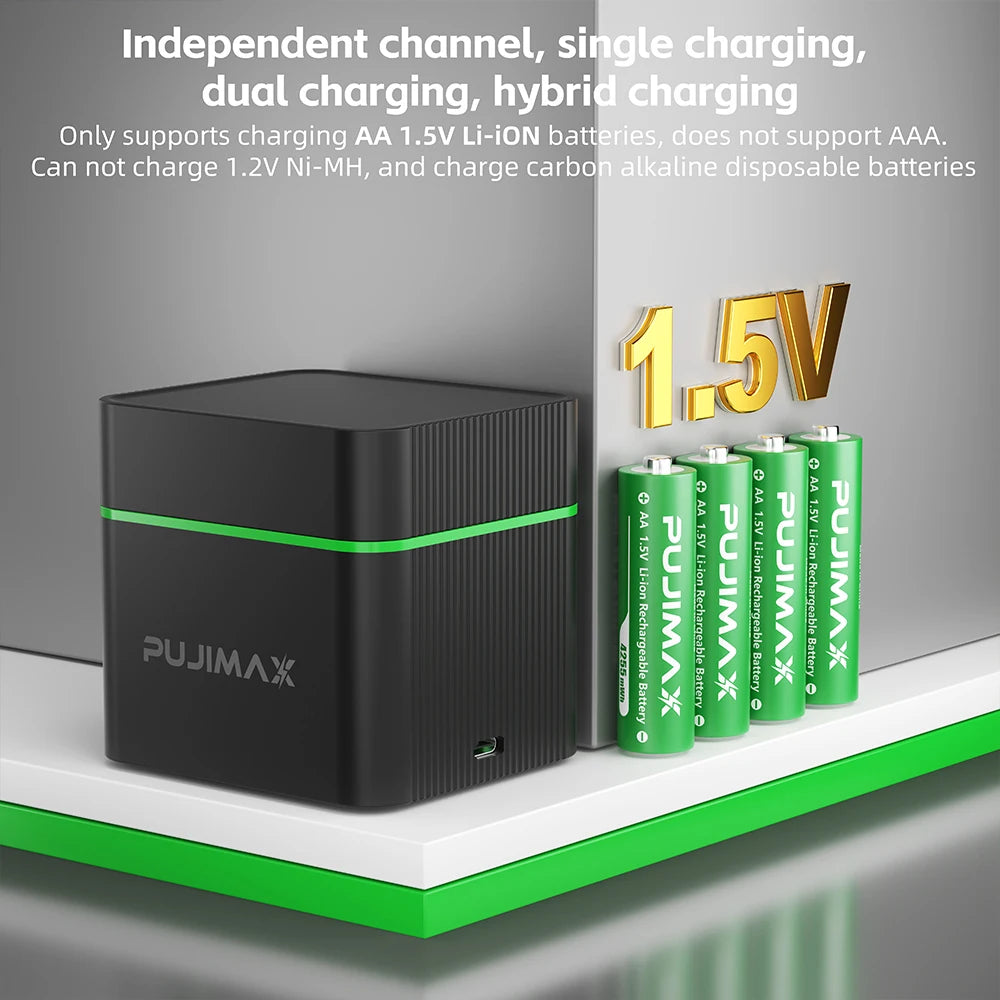  PUJIMAX AA 4255mWh Rechargeable Charging Case Charger For Batteries 1.5V lithium batteries Constant-Voltage Charger