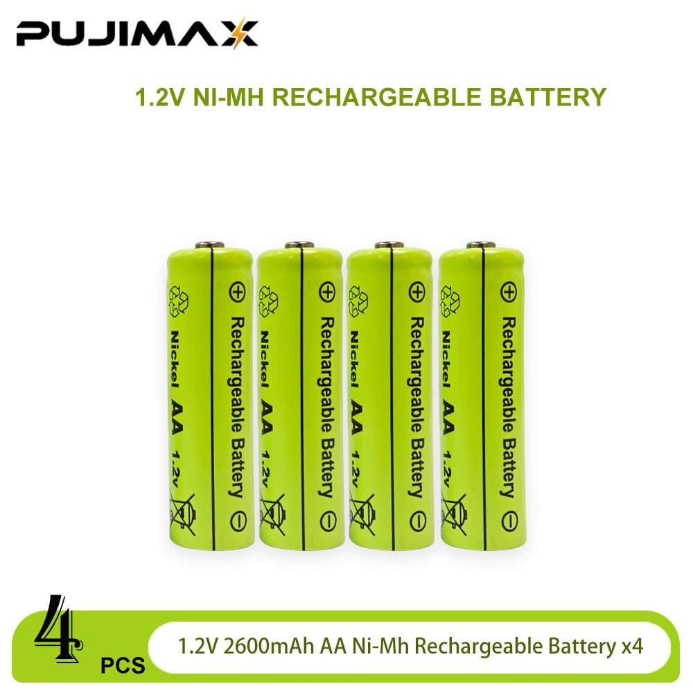 PUJIMAX AAA Rechargeable Batteries 1150mAh 1.2V 2600mAh AAA Ni-MH Battery for Garden Landscaping Outdoor Solar Lights Toys Mouse