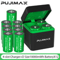 PUJIMAX 10000mWh Rechargeable D Size Batteries 4-slot Charger LR20 Li-ion 1.5V Battery for Gas Appliances Liquefied Gas Cooker