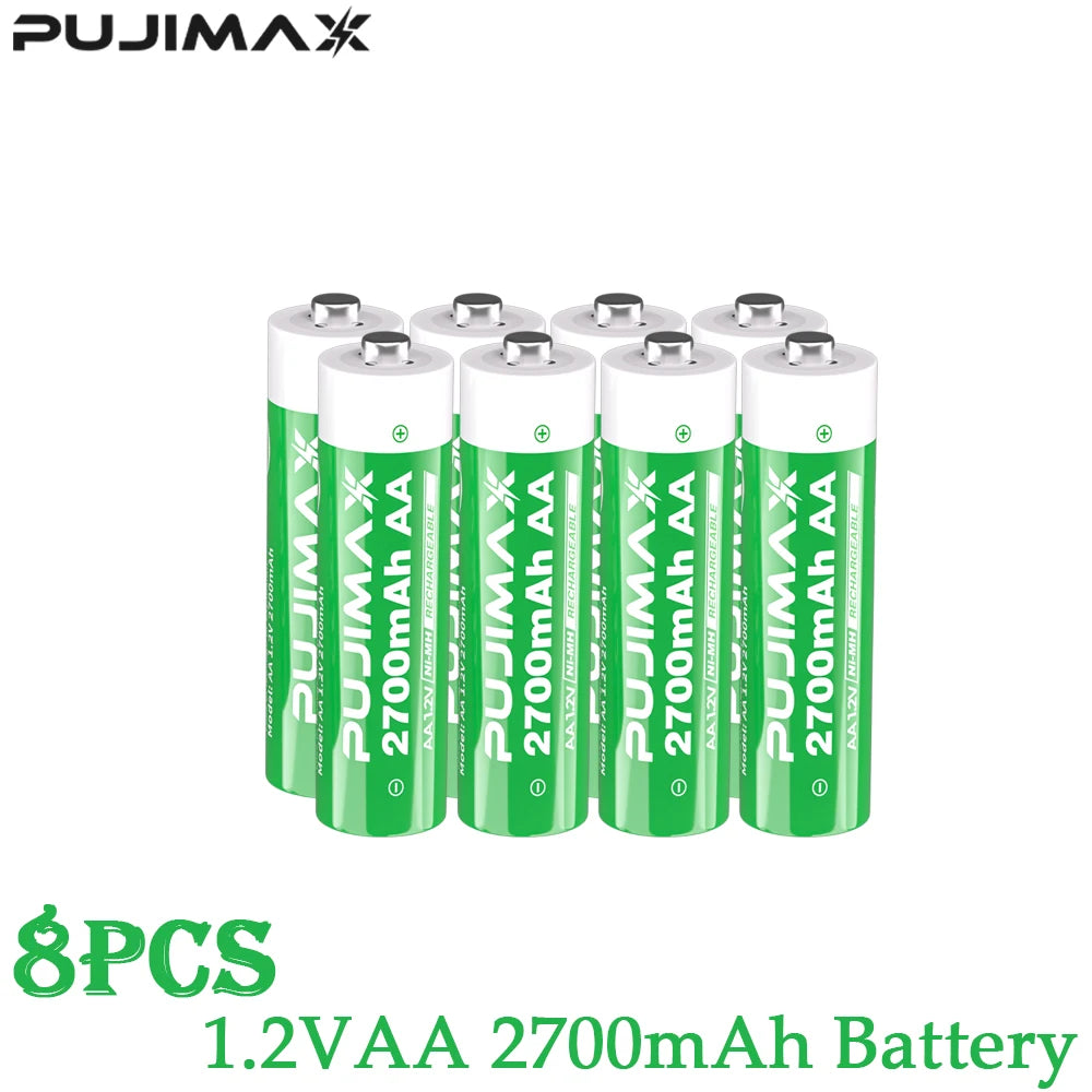PUJIMAX  AA/AAA Battery 1.2V Rechargeable Batteries 2700mAh 1100mAh NI-HM Battery for Remote Control Mouse Computers Toy Clocks