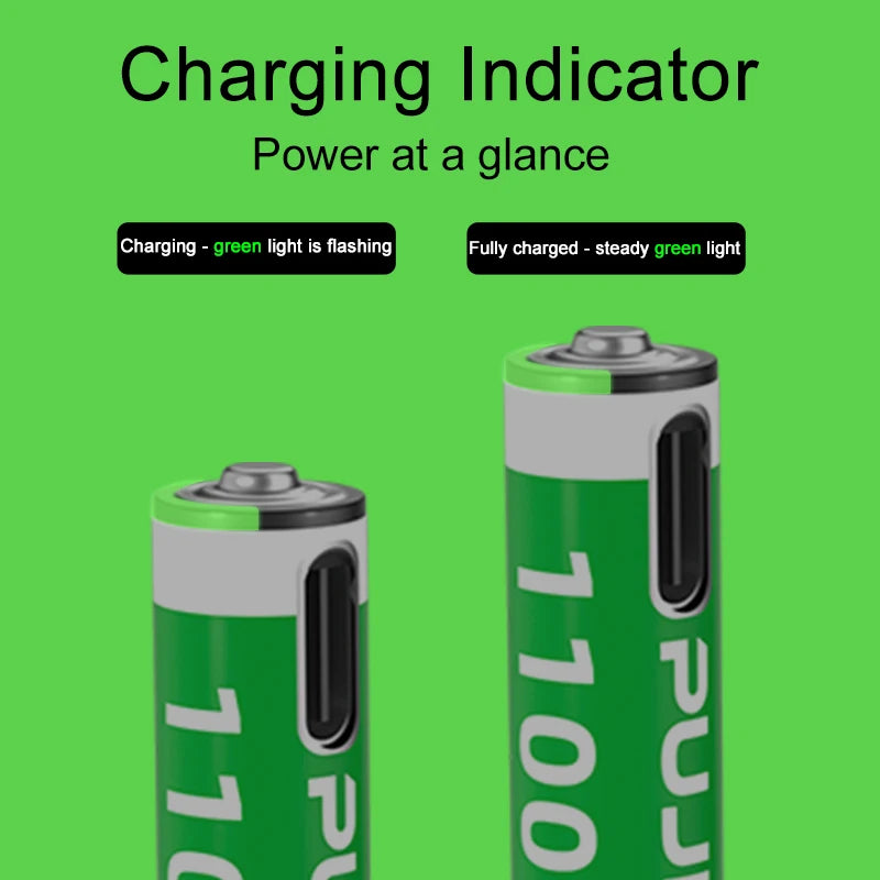 PUJIMAX 1.5V AAA 1100mWh Li-ion Rechargeable Battery Real Capacity Lithium Battery USB Type C Li-ion Batteries For Alarm Clock