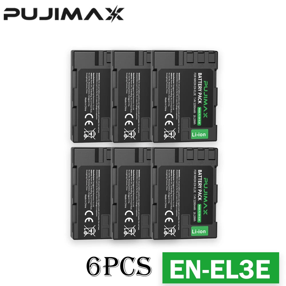 PUJIMAX EN-EL3E ENEL3e EN-EL3 Battery For Nikon D700 D300S D300 D200 D100 D90 D90s D80 D70S D70 D50 L50 2200mAh Camera Battery