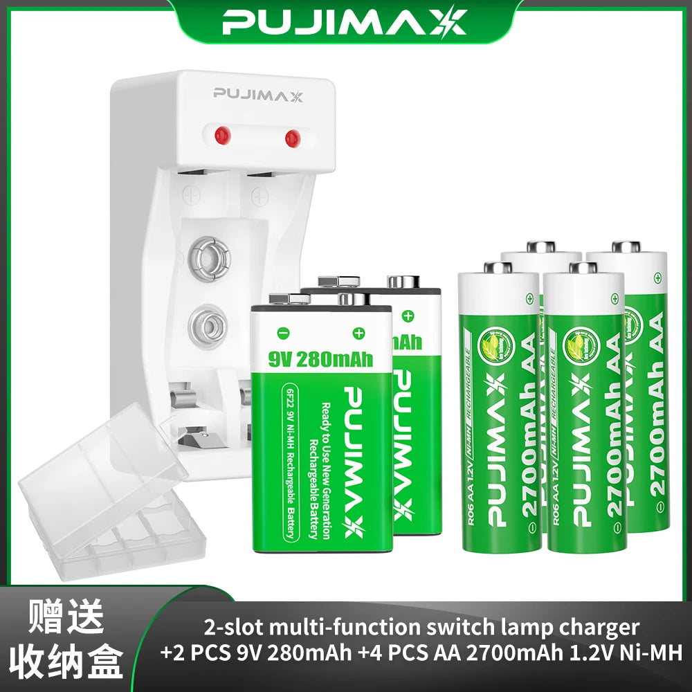PUJIMAX Rechargeable Battery 1.2V NI-MH AAA/AA/9V Battery High-Capacity AA AAA Batteries For Remote Control Mouse Electric Toys