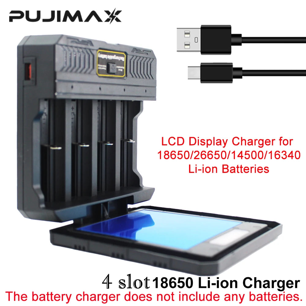 PUJIMAX 18650 Battery Charger Multi Munctional Solar Type C Intelligent Lithium Battery Holder For 18650 Battery Boxs Power Bank