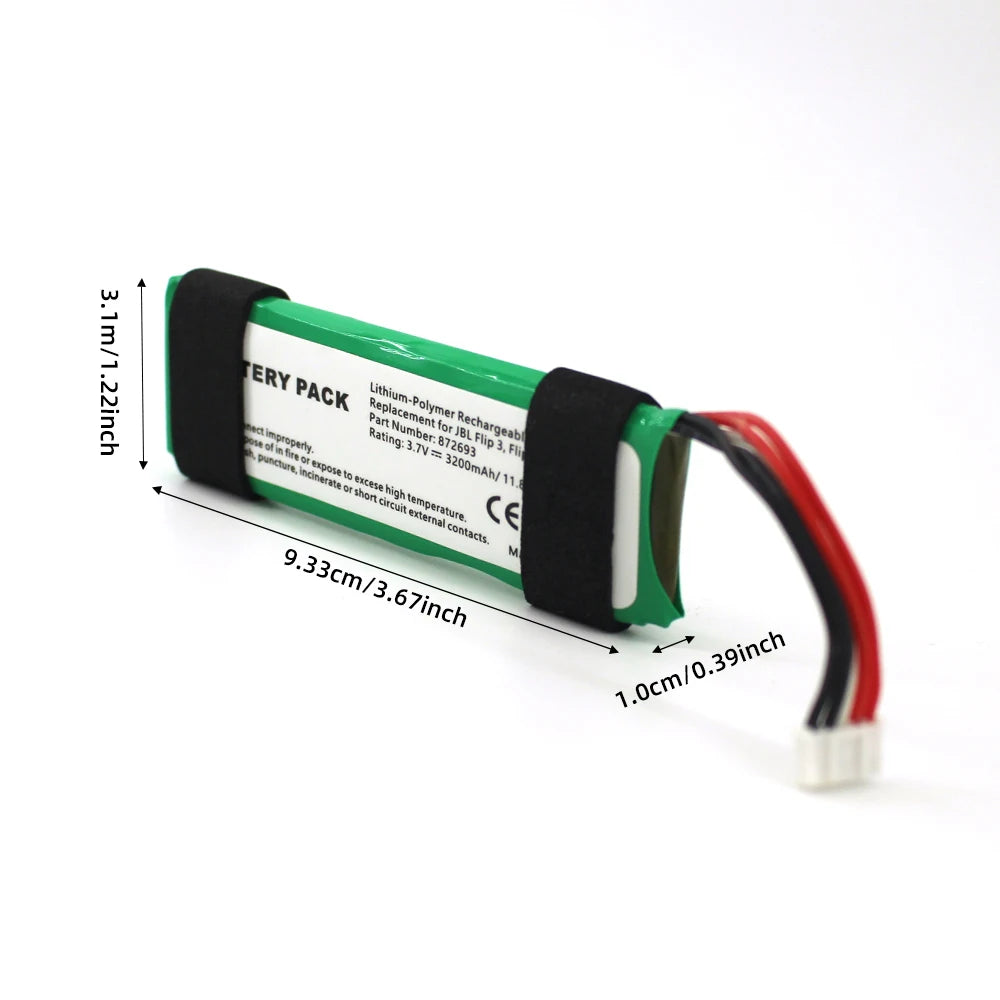 PUJIMAX Rechargeable Lithium ion Polymer Battery For JBL Flip 3 Flip3 3.7V 3200mAh GSP872693 Player Bluetooth Speaker Battery