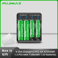 PUJIMAX AA AAA 1.5V Rechargeable Lithium Battery Charger Set Li-ion Battery With Smart Battery Charger Safe Durable