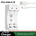 PUJIAMX AA/AAA/C/D Battery Charger for 1.2V NI-MH Rechargeable Batteries LCD Display Fast Charging Tool with USB Type C Cable