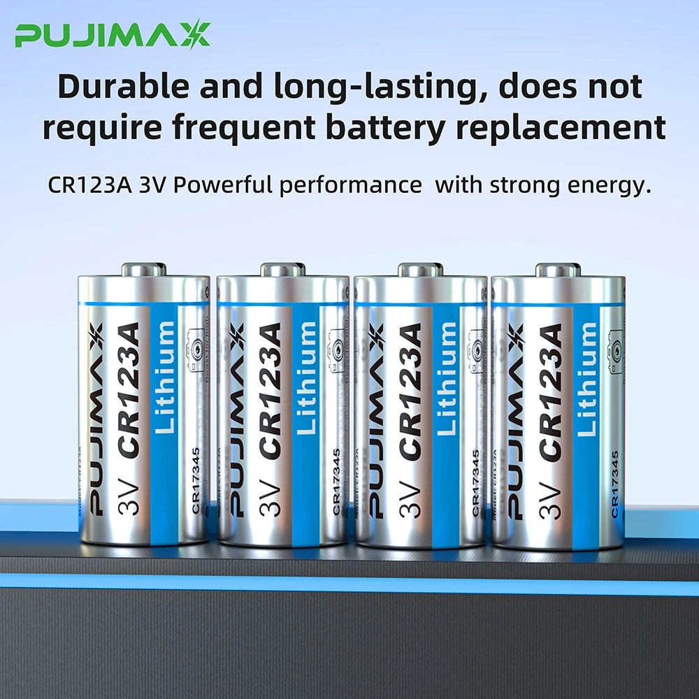 PUJIMAX 3V CR123A Primary Lithium Battery CR123A CR17345 DL123A EL123A Batteries for Digital Camera Wireless Mouse Calculator