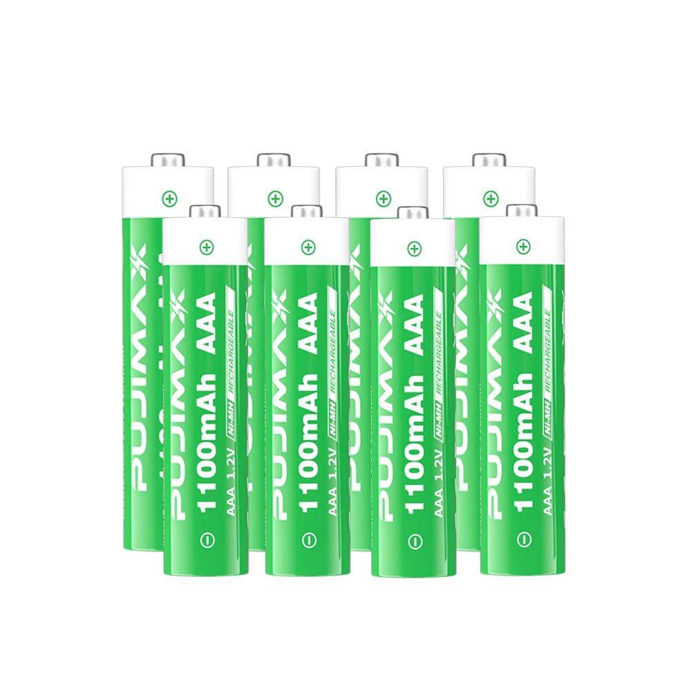 PUJIMAX 1.2V AAA 1100mAh Rechargeable Ni-MH Battery With Smart Battery Charger Compartments Charger Set