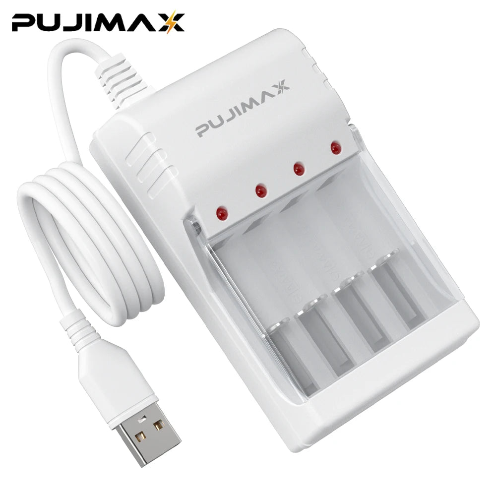 PUJIAMX 1.2V AA/AAA Ni-MH Rechargeable Battery Charger LED Light Portable Adapter USB Cable Battery Interface Fast Charging Tool