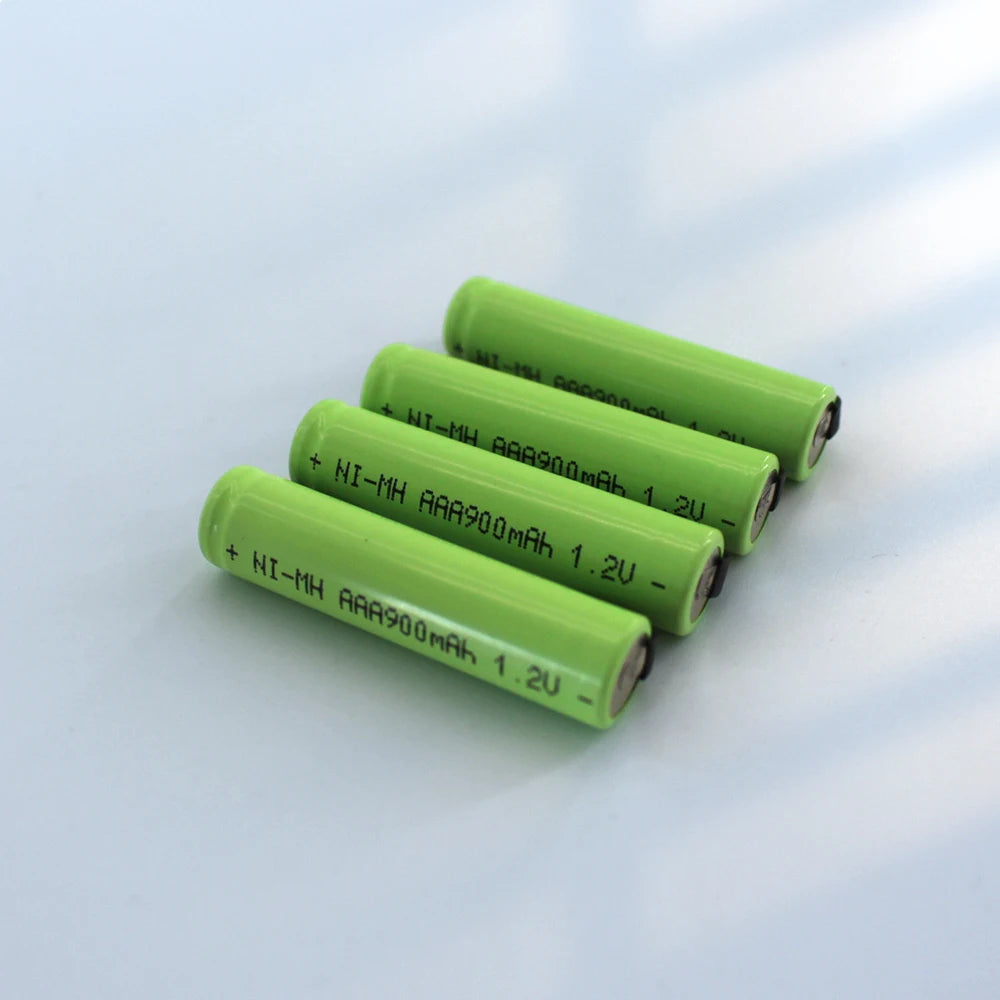 PUJIMAX 1.2VAAA Rechargeable Battery 900mah Ni-MH Cell Green Shell with Welding Tab for Philips Electric Shaver Razor Toothbrush