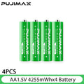 PUJIMAX Portable Smart Lithium Battery Charger With 4Pcs 1.5V Lithium Battery Constant Voltage Charging Safe Durable
