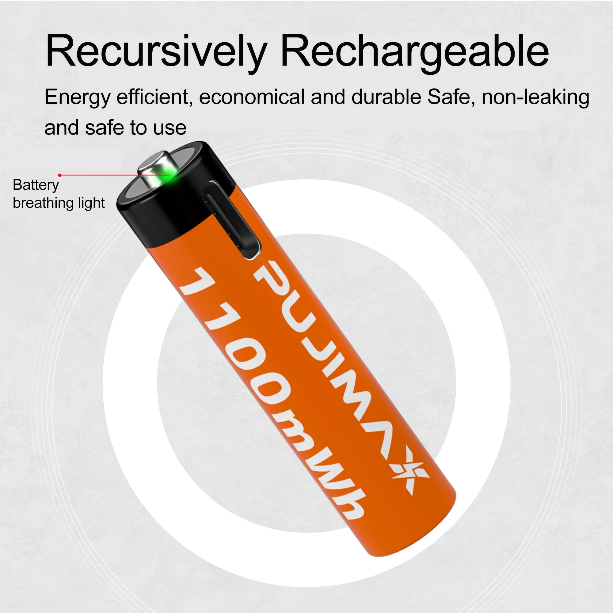 PUJIMAX New AAA 1.5V Rechargeable Battery 1100mWh Real Capacity Lithium Battery USB Type C Li-ion Batteries For Alarm Clock