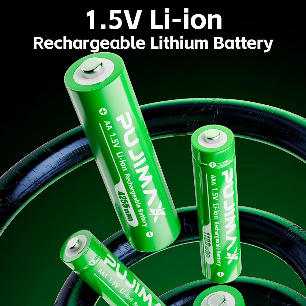  PUJIMAX 1.5V Li-ion Rechargeable Battery 4255mWh/1100mWh 1.5V Lithium Rechargeable Batteries Battery For Remote Control Toy