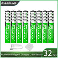 PUJIMAX USB AAA Rechargeable Batteries 1.5V 666mWh li-ion battery for remote control mouse Electric toy battery + Type-C Cable