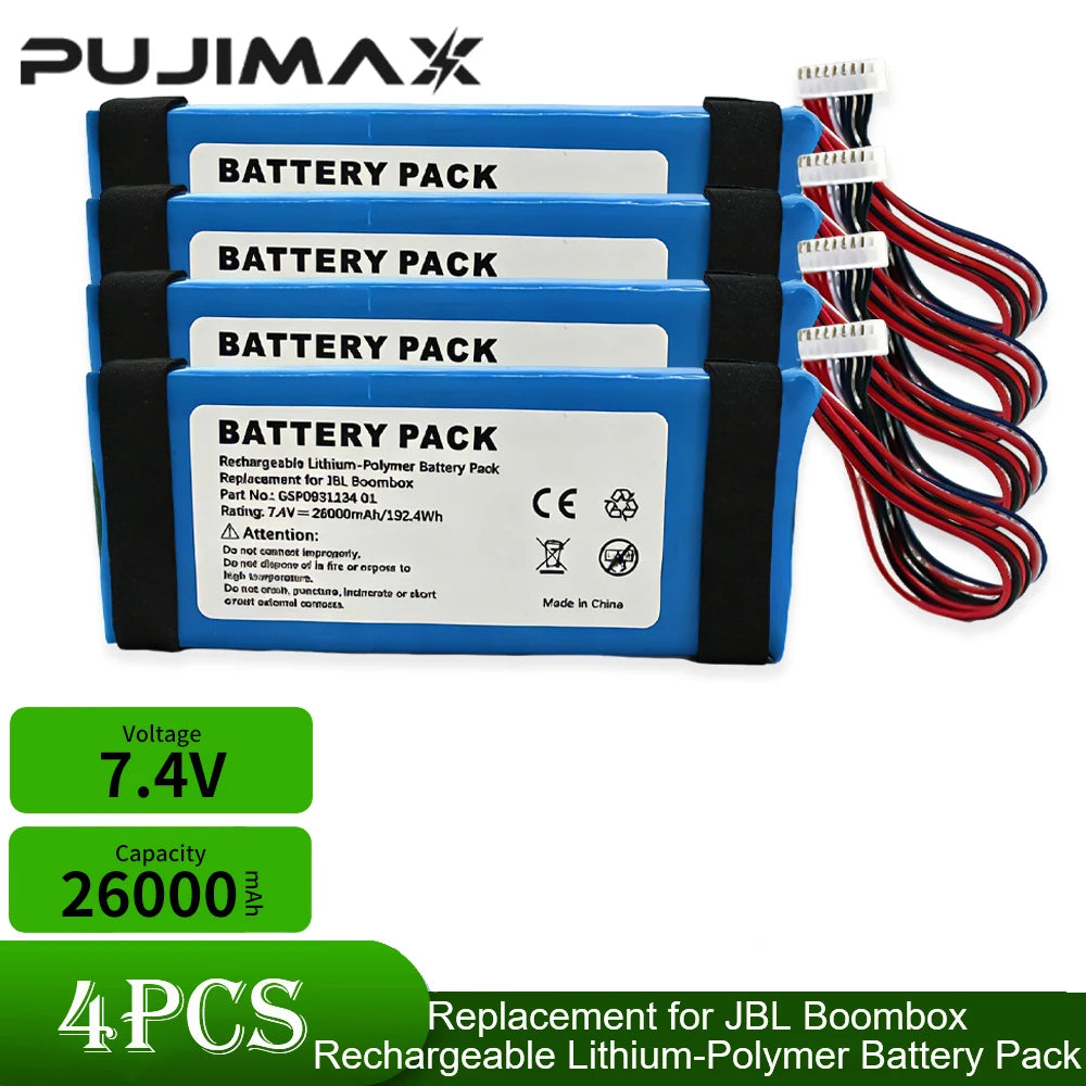  PUJIMAX Rechargeable Lithium-Polymer Battery For JBL Boombox 26000mAh GSP0931134 01 Battery For JBL Boombox Bluetooth Speaker