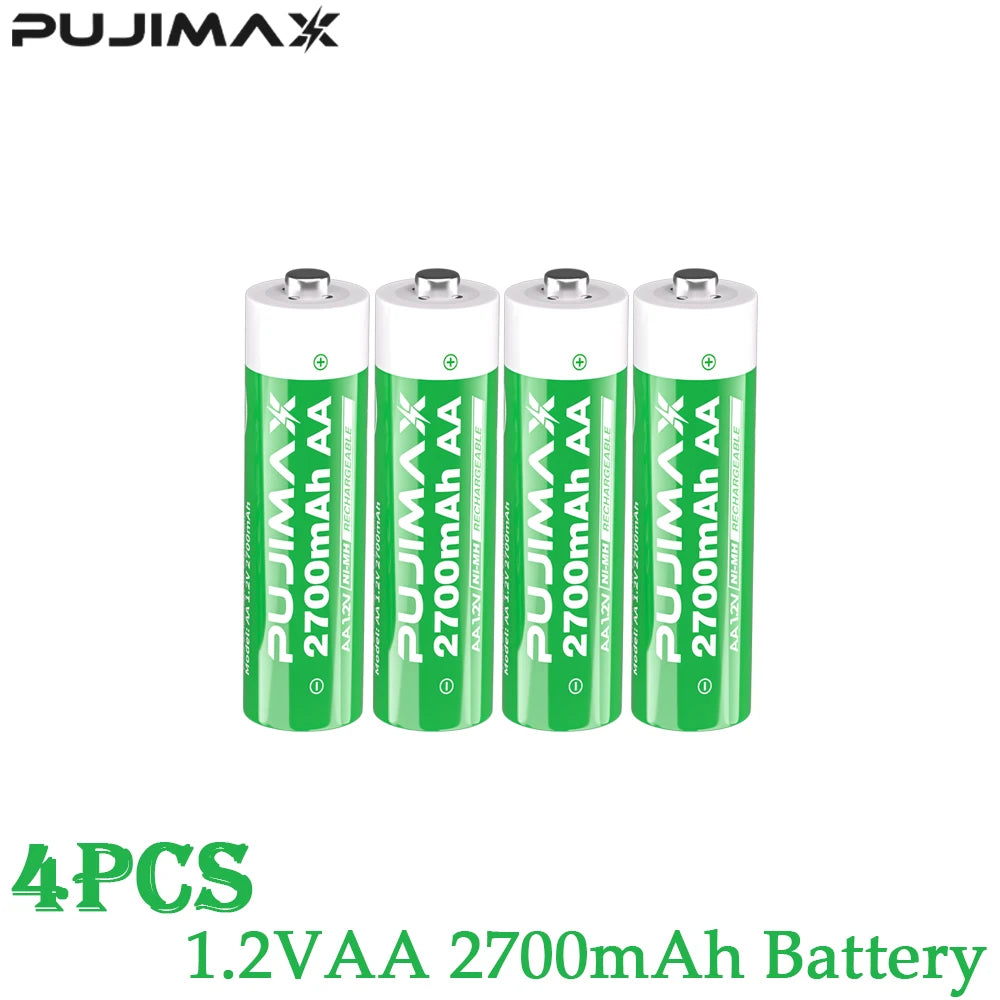 PUJIMAX AA AAA Rechargeable Batteries 1.2V 1100mWh 2700mWh Ni-MH Battery for Toys Flashlight Remote Control Electric Toys Mouse
