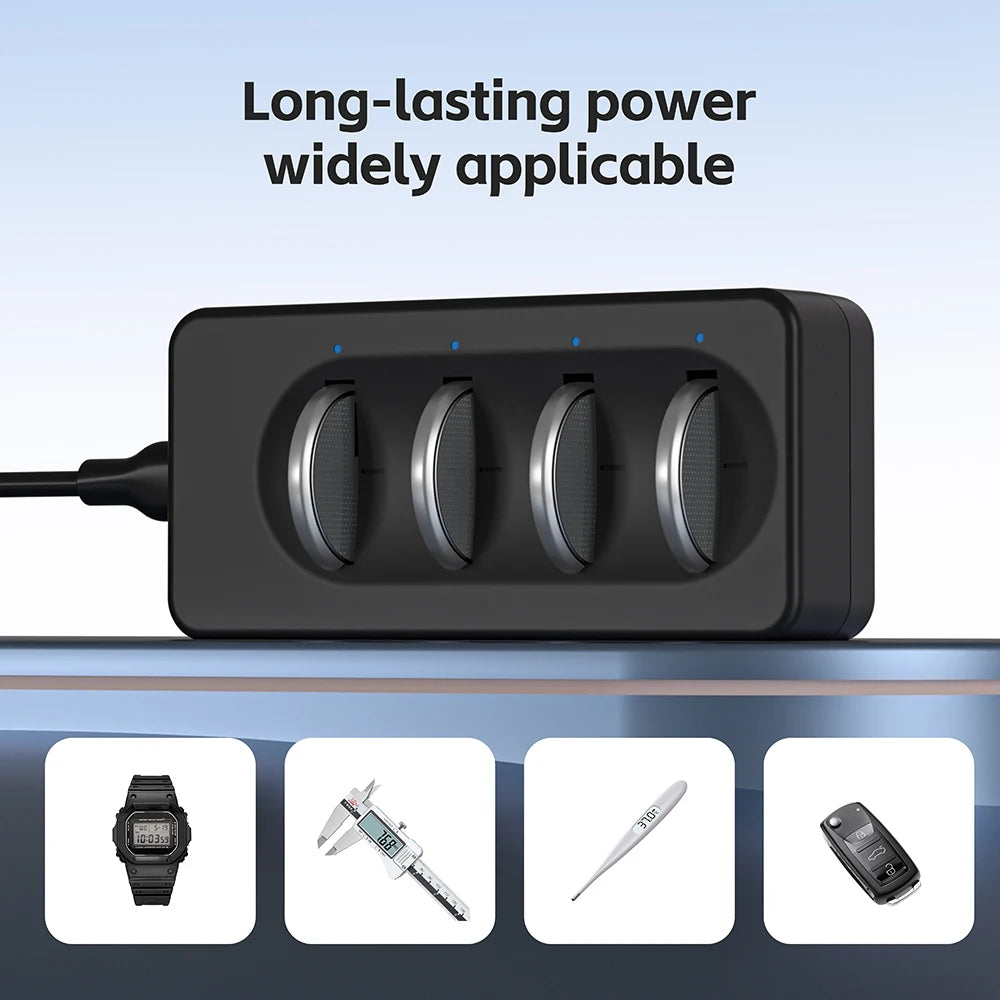 PUJIMAX High Quality Universal USB Interface 4-Slot Charger for LIR220 LIR1632 LIR2032 LIR2025 LIR2016 LIR2450 Button Battery