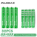 PUJIMAX Rechargeable Battery 1.5V AA 3400mWh+AAA 1100mWh Lithium-ion Battery for Computer Clock Radio Video Game Digital AA AAA