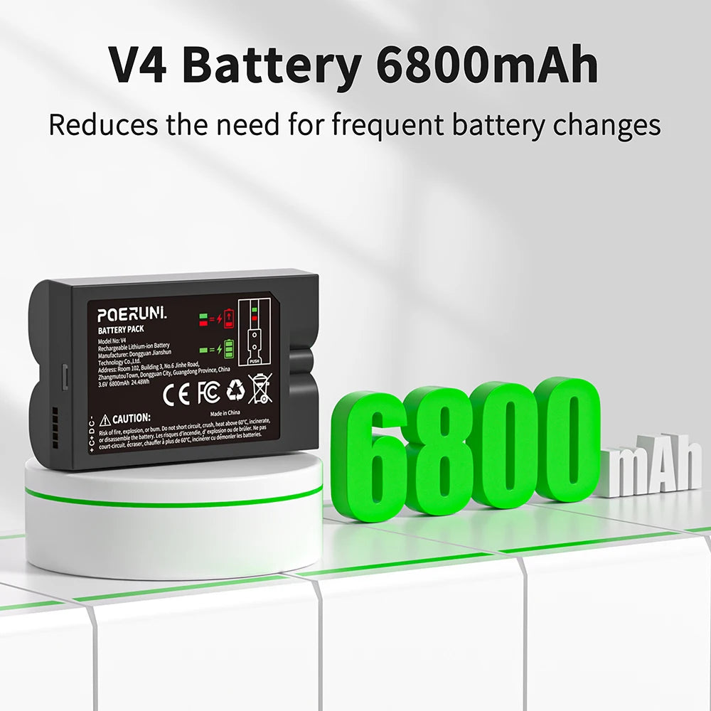6800mAh Li-ion Battery For Ring-Video V4 Compatible with Ring Video Doorbell 4/3/2 Stick Up Cam Battery (2nd and 3rd Gen) 3.65V