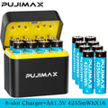 PUJIMAX AA 1.5V Rechargeable 8-Slots Battery Smart Charger For 4255mWh Lithium  Batteries Intelligent Fast USB Charger Box