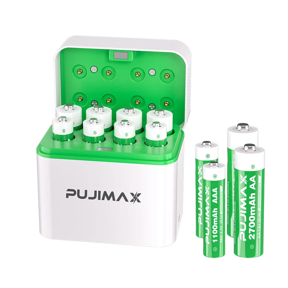  PUJIMAX 1.2V AA AAA Ni-MH Rechargeable Battery Compartment  Charger For 1100mAh 2700mAh Battery Rechargeable Led Indicator