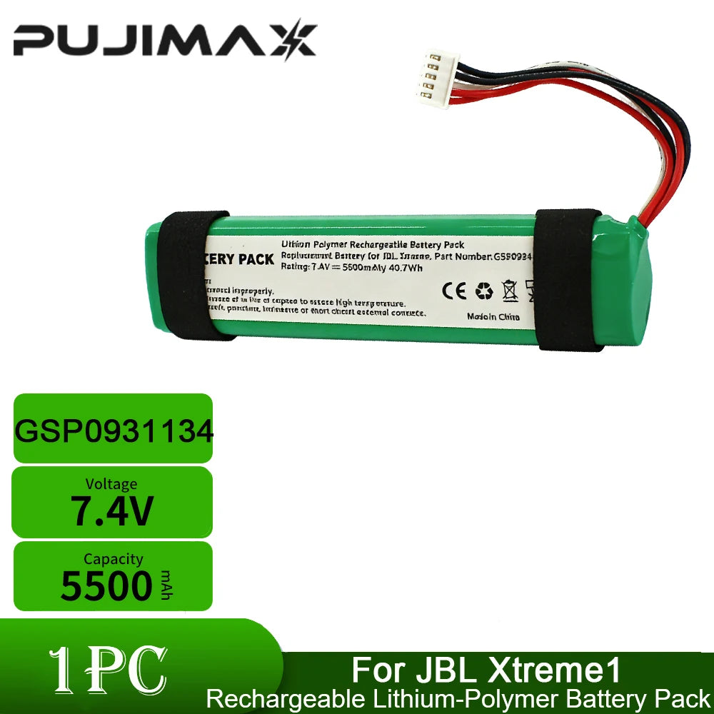 PUJIMAX 7.4V 5500mAh Battery Pack GSP0931134 Speaker Battery for JBL Xtreme 1 Rechargeable Wireless Bluetooth Batteries