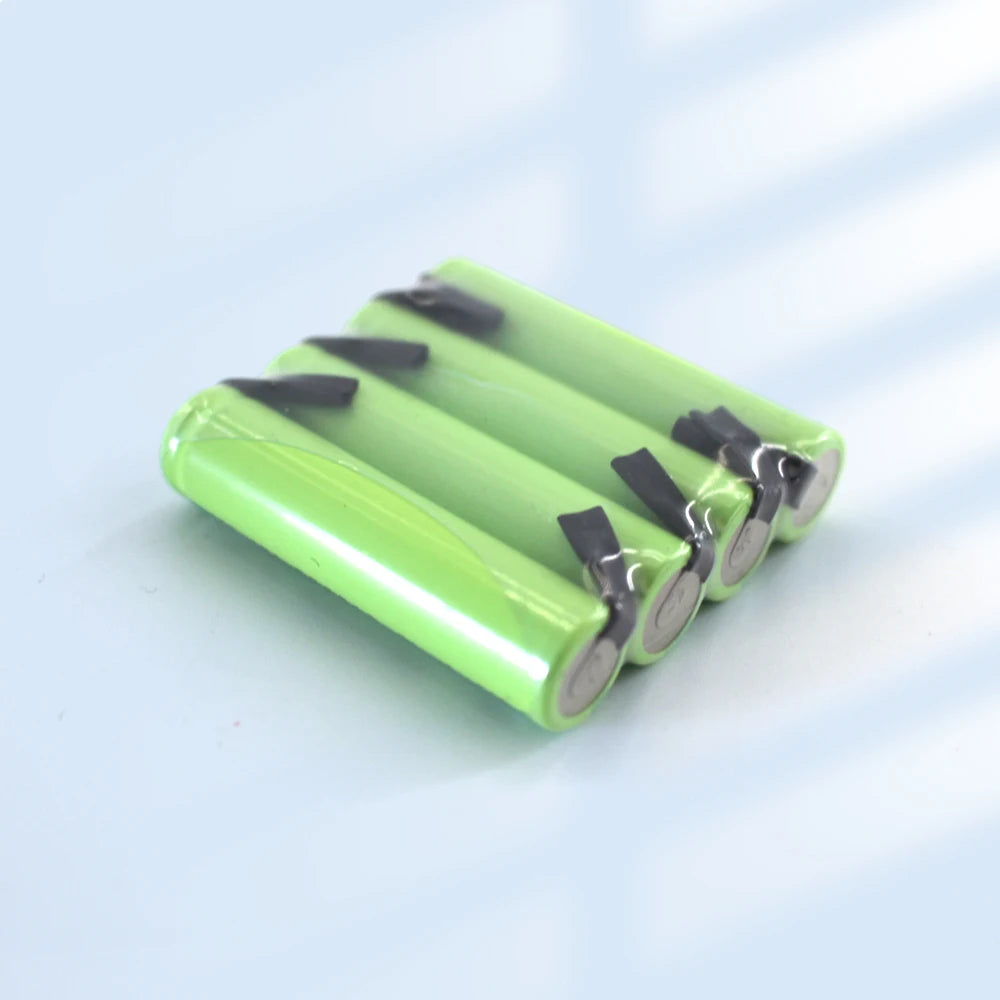 PUJIMAX 1.2VAAA Rechargeable Battery 900mah Ni-MH Cell Green Shell with Welding Tab for Philips Electric Shaver Razor Toothbrush