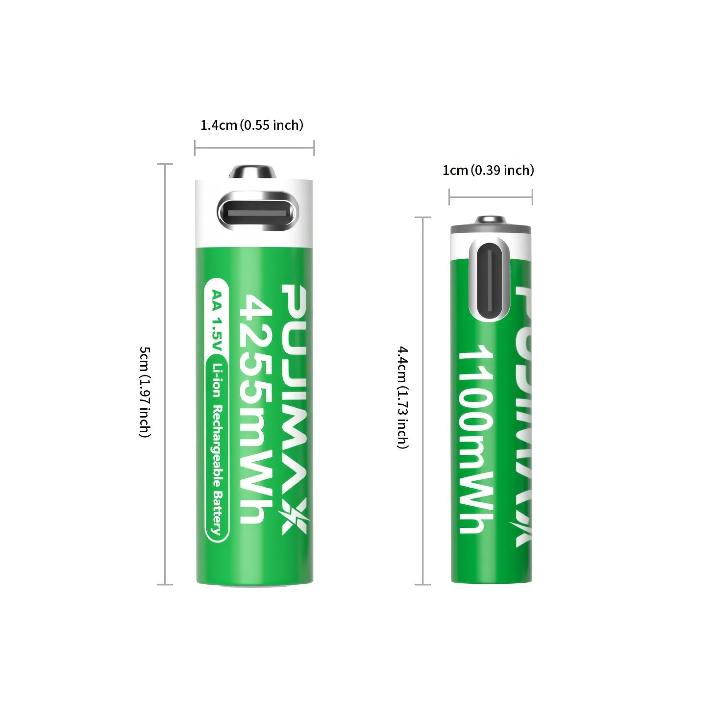 PUJIMAX 1.5V AA/AAA 4255mWh/1100mWh 1.5V Lithium Rechargeable Battery Type-C Fast Charger High Capacity Electronic Keyboard