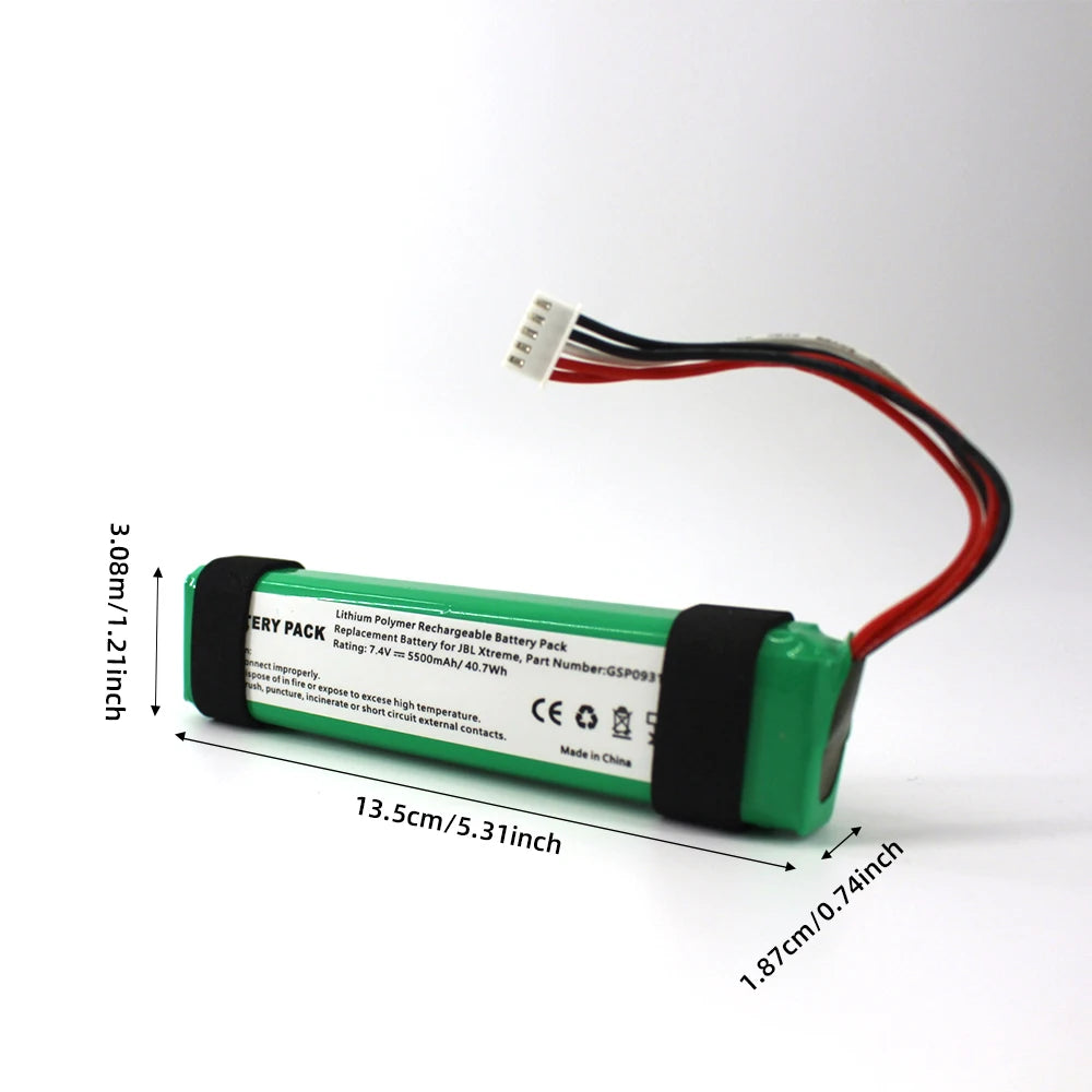 PUJIMAX 7.4V 5500mAh Battery Pack GSP0931134 Speaker Battery for JBL Xtreme 1 Rechargeable Wireless Bluetooth Batteries