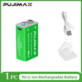 PUJIMAX 4600mWh Type-C USB 9V Rechargeable Battery Rechargeable 6F22 9V Li-ion Battery For RC Helicopeter Model Multimeter Toy